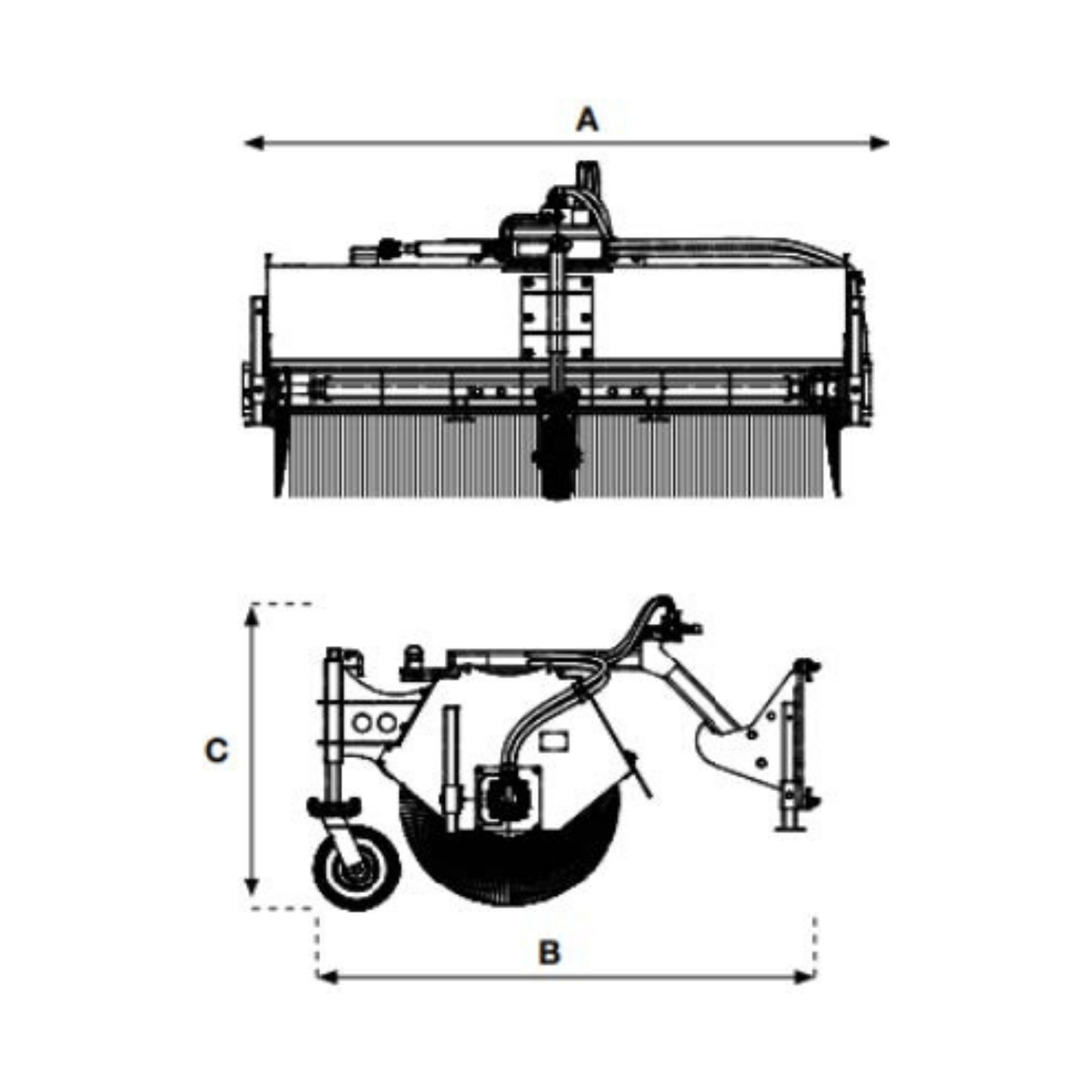 Stinger Angle Broom | Poly/Wire Hybrid | Hydraulic or Manual